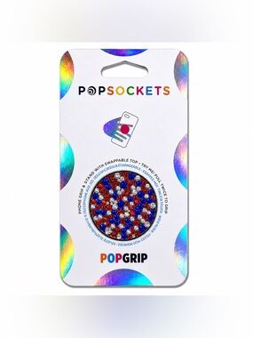 Luxe Crystal Siam Red & Sapphire Blue USA Diamond PopSocket Phone Holder Grip
